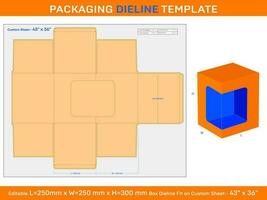 250x250x300mm monitor Derecho pliegue final caja dieline vector