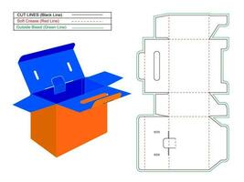 batería caja acanalado dibujos animados caja dieline y 3d vector caja