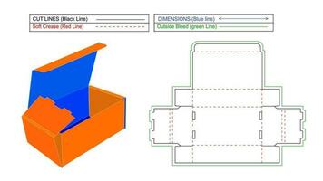 Carton box, corrugated carton RETT box dieline and 3D vector, easily editable and resizable file vector