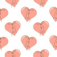 Seamless pattern, red broken and sewn hearts. Background for Valentine's Day, print, vector