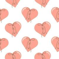 Seamless pattern, red broken and sewn hearts. Background for Valentine's Day, print, vector