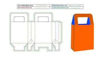 Handle Shoe box packaging, Gift cardboard paper box Dieline template and 3d vector,editable and resizable file vector