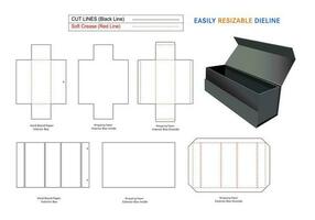 personalizado plegable rígido caja, plegable rígido caja dieline modelo con 3d vector archivo