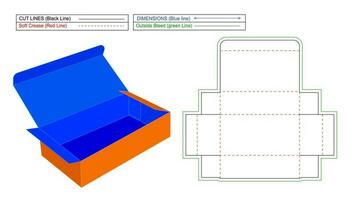 Corrugated standard folding box dieline template and 3d vector, without glued easily ediable and resizable vector