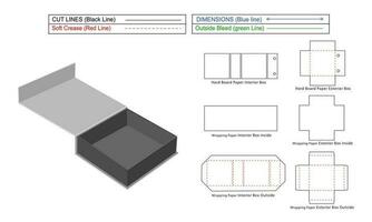 Magnetic Rigid Luxury Box, Custom rigid boxes dieline template and 3D box vector