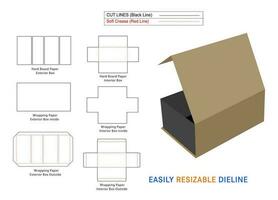 personalizado lujo rígido caja, magnético rígido cajas dieline modelo y 3d vecto archivo vector