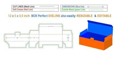 Large size Surgical mask box dieline and 3D box vector file 12 x 5 x 3.5 inch box dieline also resizable and editable