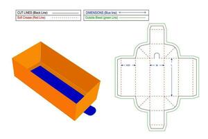 cajas de regalo de cartón de cajones fácilmente plegables, plantilla de línea de troquel y archivo vectorial 3d vector