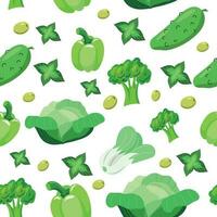 Cabbage, cucumber, pepper, broccoli seamless pattern. Endless pattern can be used for ceramic tile, wallpaper, textile, web page background. Vector cartoon illustration.