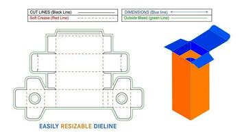 Derecho pliegue final caja con producto poseedor insertar dieline modelo y 3d caja, fácilmente editable y redimensionable vector