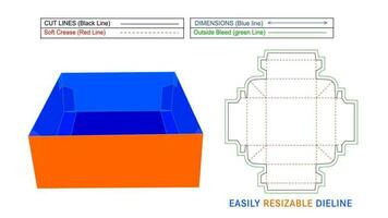 Trays Box, kwikset tray box with reinforcing tabs editable dieline template and 3D vector file