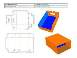 Shoe cover and tray box without glue and with holding notch Dieline template set vector