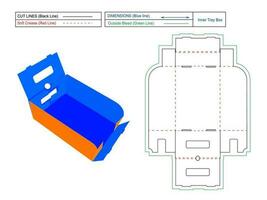 Shoe inner tray cardboard box without glue and with holding nothch shoe box, easily and perfectly foldable box dieline template and 3D box vector