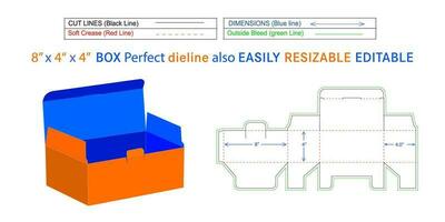 Surgical mask box dieline and 3D box vector file 8 x 4.0 x 4 inch box dieline also resizable and editable