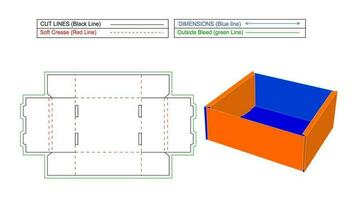 bandeja caja de cartón caja, acanalado caja de cartón bandeja caja dieline y 3d vector, fácilmente editable y redimensionable archivo vector