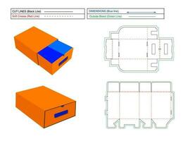 Shoe cover box set without glue and with holding notch perfect Dieline template vector