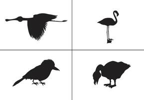 FLAT DESIGN Bird SILHOUETTE SET ,bird, black icon, bird art ,bird tatto, vector