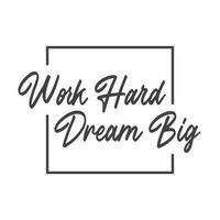 Work hard dream big. Motivational quote lettering design. Positive thinking mentality phrase. Inspirational decorative poster. vector