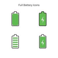 Full battery icons vector