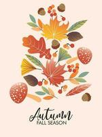 Autumn foliage cover template vector