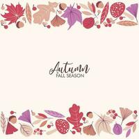 Autumn seamless pattern with different leaves vector