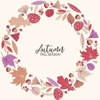 Autumn seamless pattern with different leaves vector