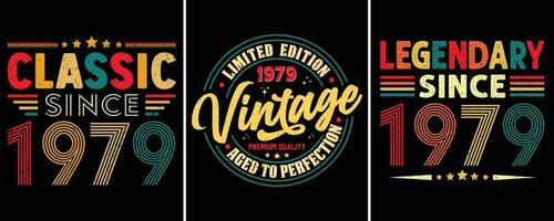 Classic Since 1979, Limited Edition 1979 Vintage Premium Quality Aged to Perfection, Legendary Since 1979,  Vintage T-shirt Design For Birthday Gift vector