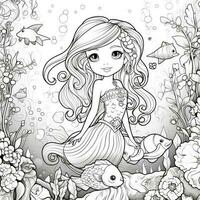 Mermaid Coloring Pages For Kids photo