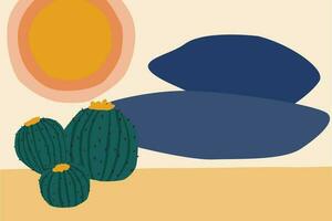 africano paisaje. resumen minimalista Desierto y cactus modelo antecedentes para diseño viaje agencia volantes, recuerdo tienda etiqueta, t camisa impresión etc vector