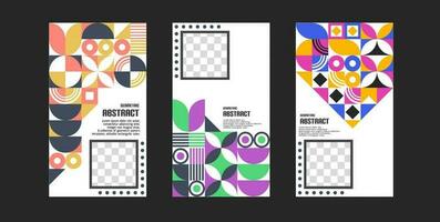 three vertical banners with geometric shapes. vector