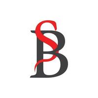letter sb linked ribbon shape logo vector