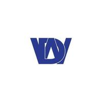 letter wd 3d flat geometric overlap logo vector