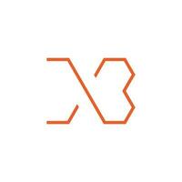 letter xb simple thin line geometric design logo vector