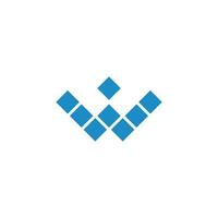 letter w blue diamons pixels logo vector