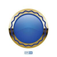 3d gold frame luxury blue badge. vector