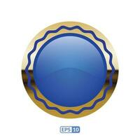 3d gold frame luxury blue badge. vector