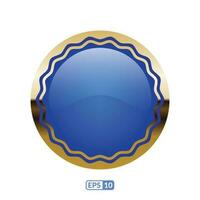 3D gold frame luxury blue button. vector