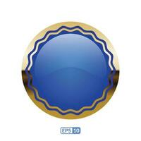 3D gold frame luxury blue button. vector