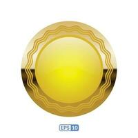 3d gold frame luxury circle badge. vector