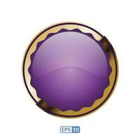 3d gold frame deep purple label badge. vector