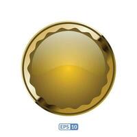 3d Gold frame deep yellow label badge. vector