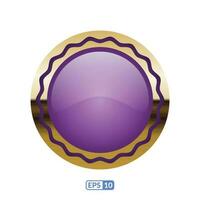 3d gold frame luxury deep purple badge. vector