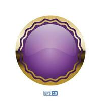 3d gold frame luxury deep purple button, label. vector