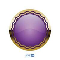 3d gold frame luxury deep purple button, label. vector