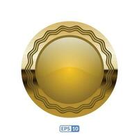 3d gold frame luxury deep yellow circle badge and label EPS10. vector