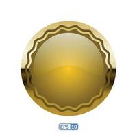 3d gold frame luxury deep yellow button. vector