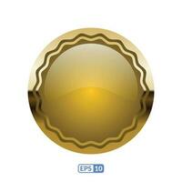 3d gold frame luxury deep yellow button. vector