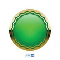 3d gold frame luxury green button, label and badge. vector