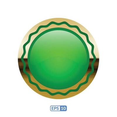 3d gold frame luxury green badge.