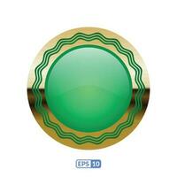 3d gold frame luxury jade green circle badge. vector